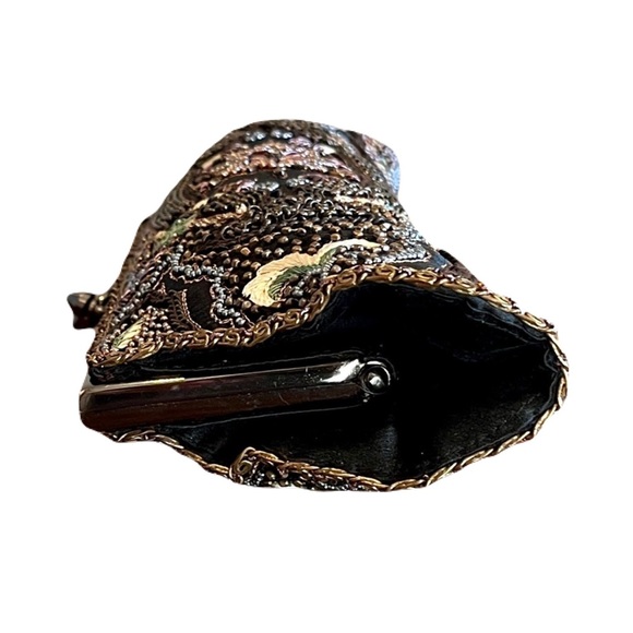 Moyna Couture Black Satin, Hand-Beaded, Multicolored Swarovski Crystal Clutch - Picture 4 of 8